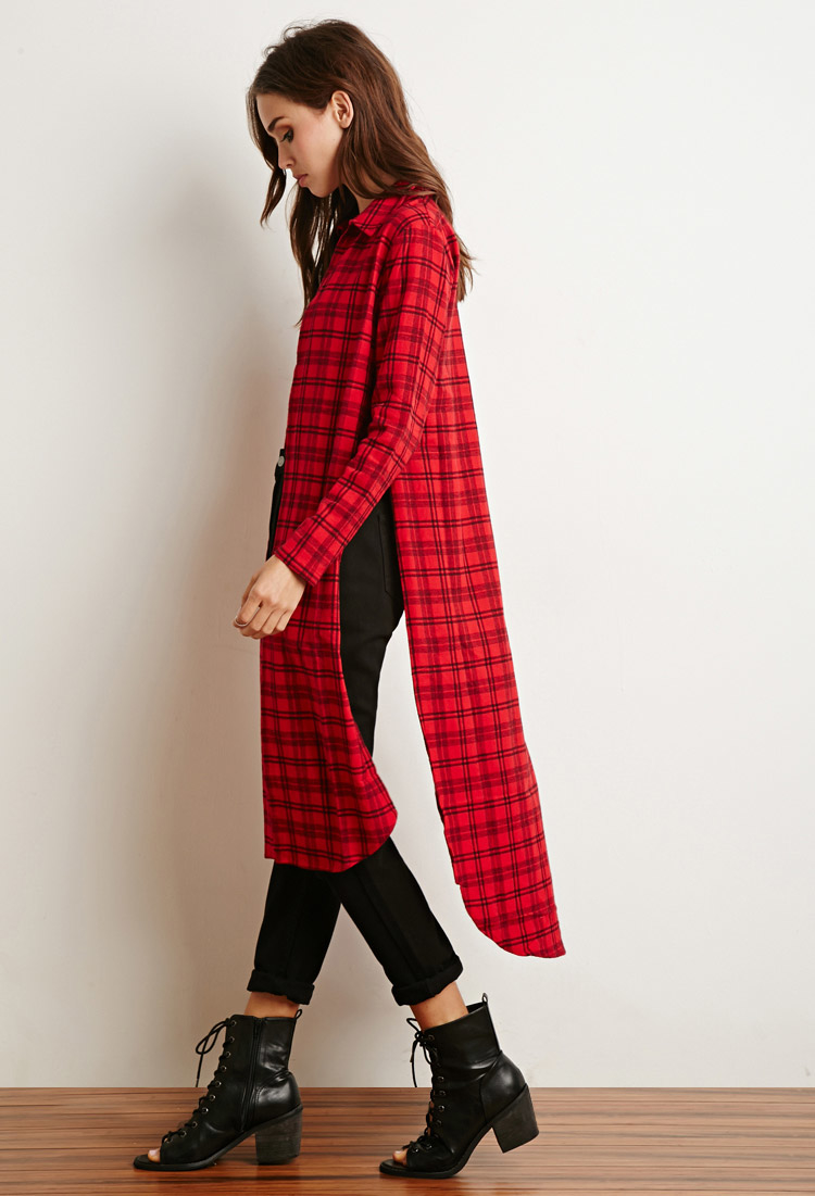 long flannel cardigan