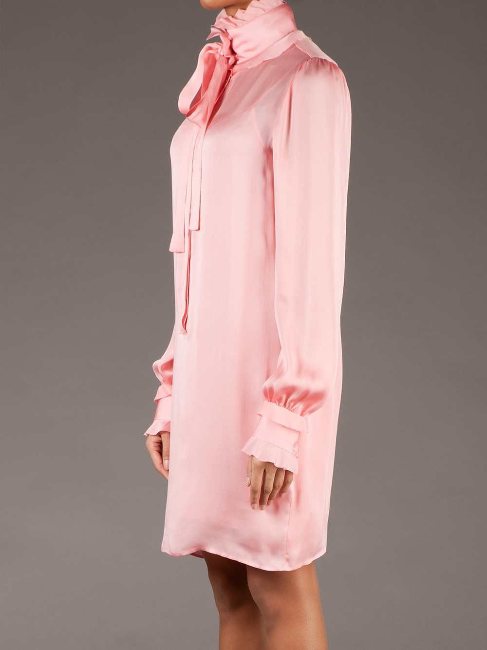 Emilio Pucci Funnel Neck Pussy Bow Dress in Pink & Purple (Pink) Lyst