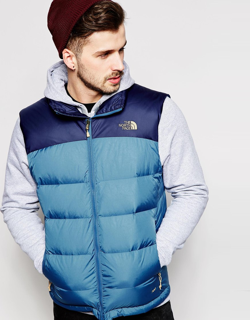 north face gilet blue