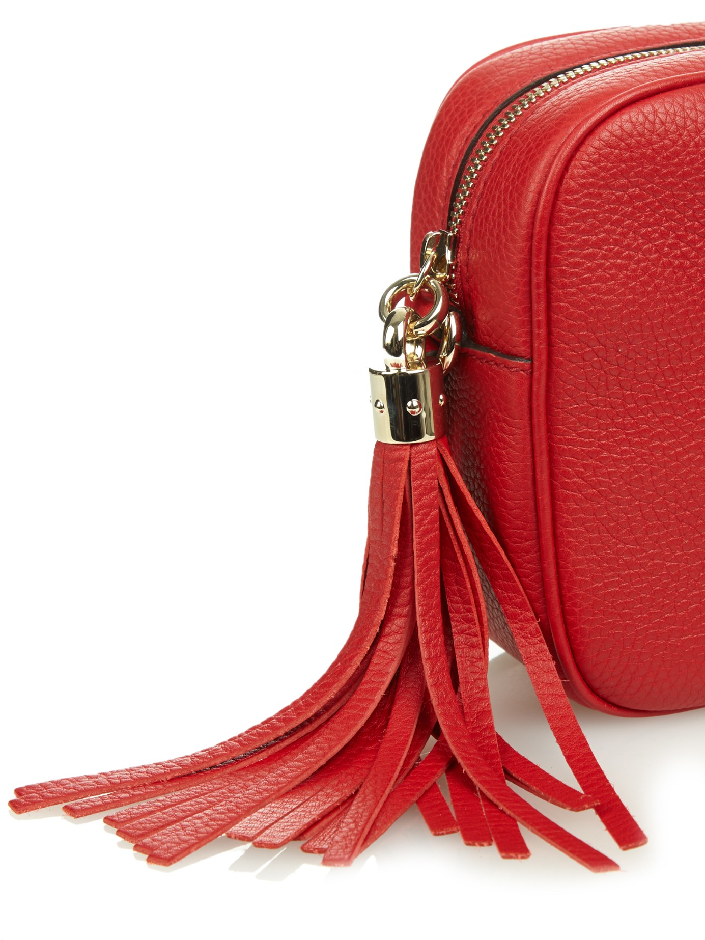 Gucci Soho Grained-Leather Cross-Body Bag in Red - Lyst