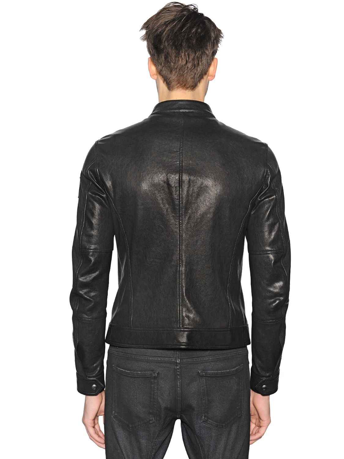 Belstaff Black Gransden Leather Moto Jacket For Men