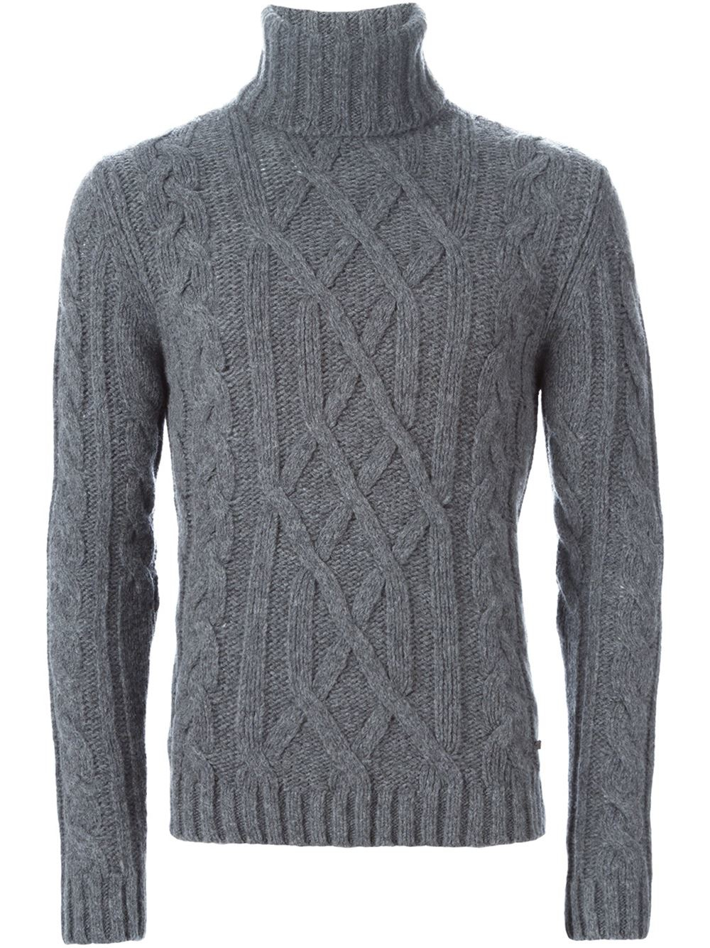 Woolrich Cable Knit Turtleneck Sweater in Gray for Men (grey) | Lyst