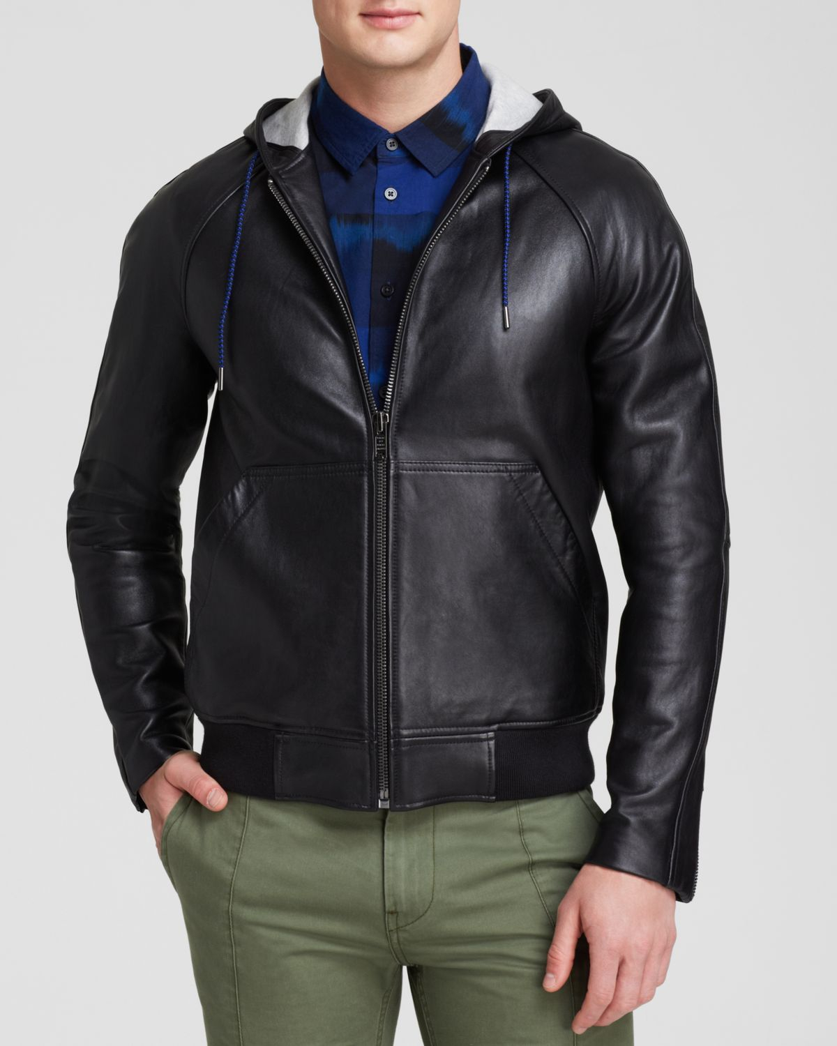 Marc By Marc Jacobs Hooded Leather Jacket in Black for Men - Lyst