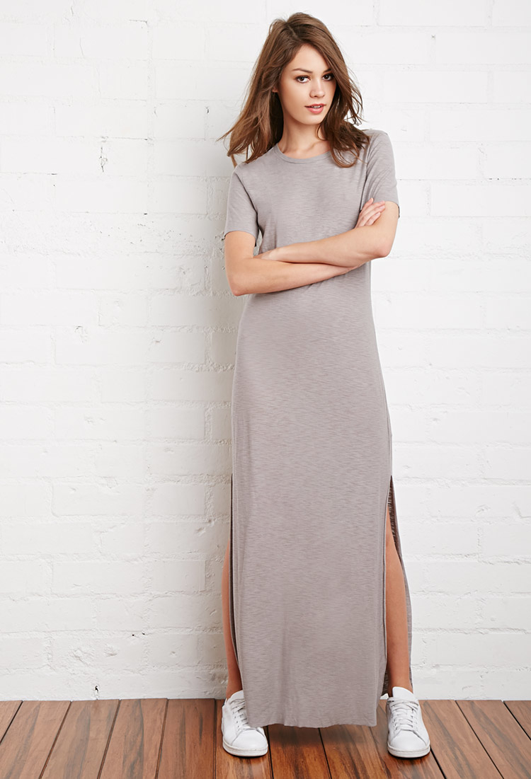 Forever 21 Maxi T-shirt Dress in Gray  Lyst