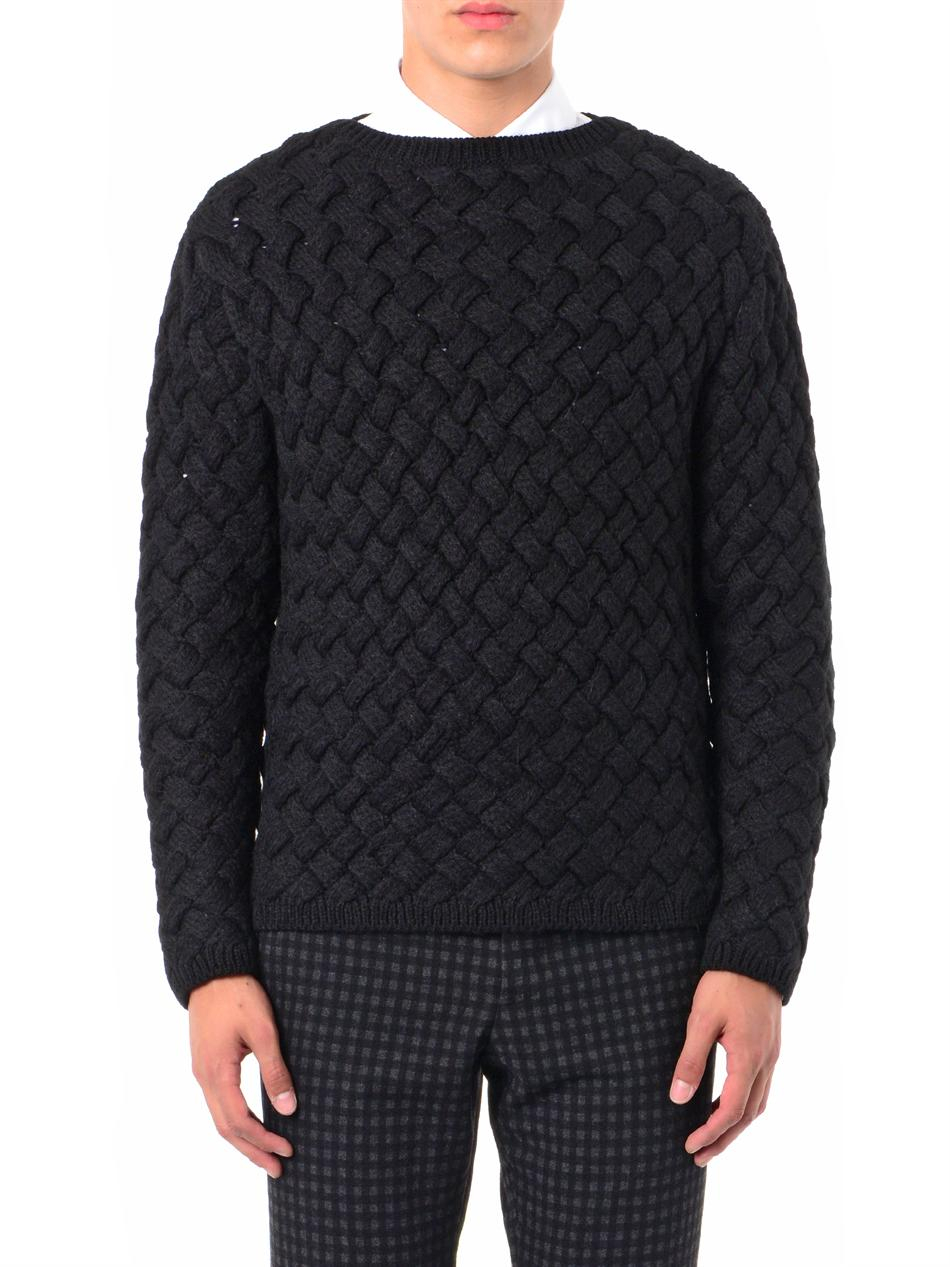 Gucci Basketweave Chunky-knit Sweater in Black for Men - Lyst