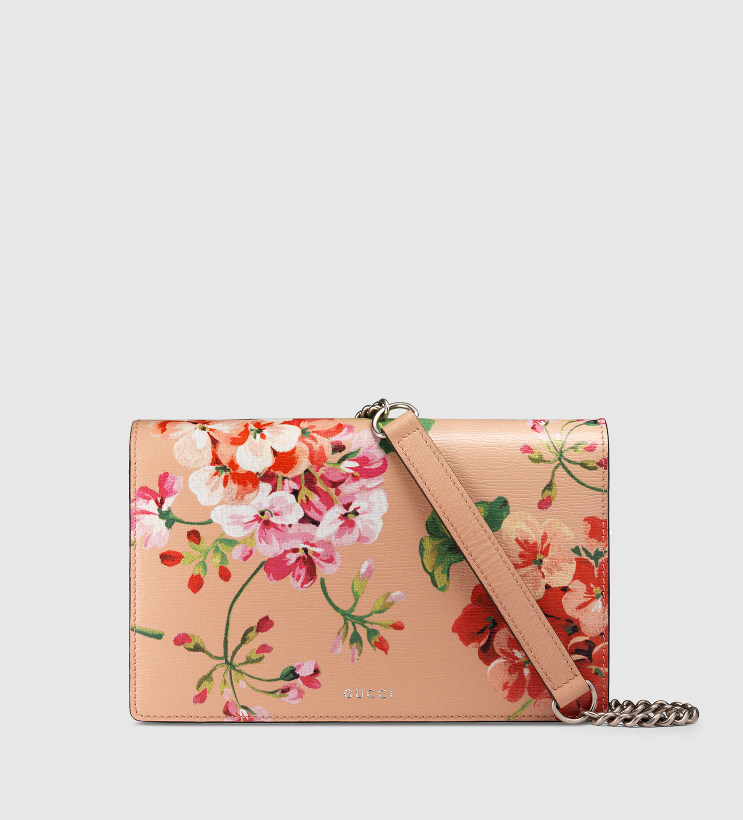 Gucci Blooms Leather Chain Wallet in Pink - Lyst