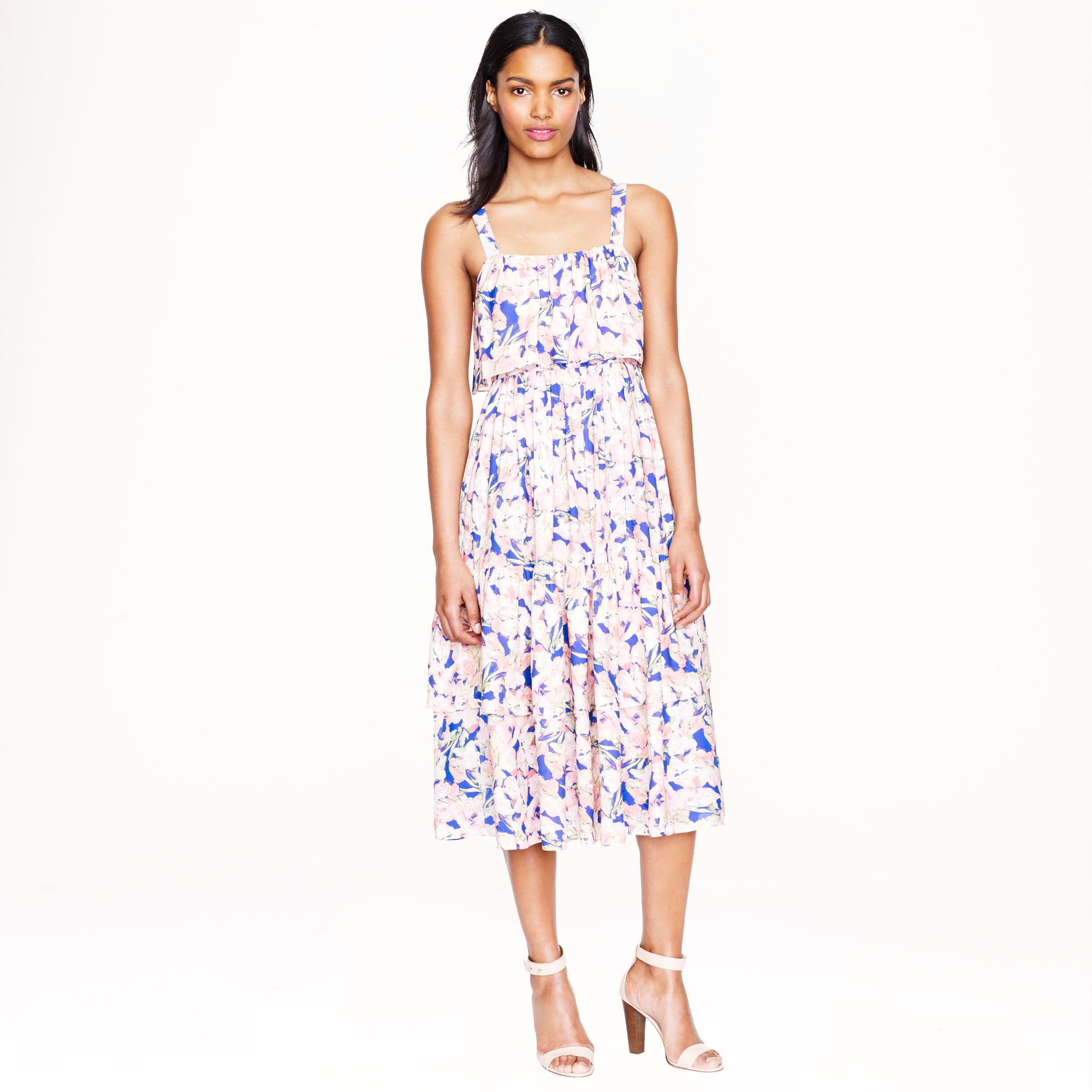 J.crew Collection Silk Floral Dress in Blue Lyst