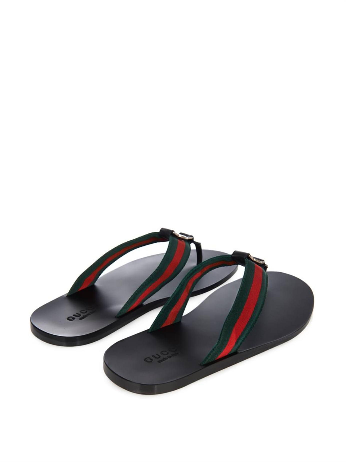 Gucci Web Thong Flip-Flops in Black for Men - Lyst