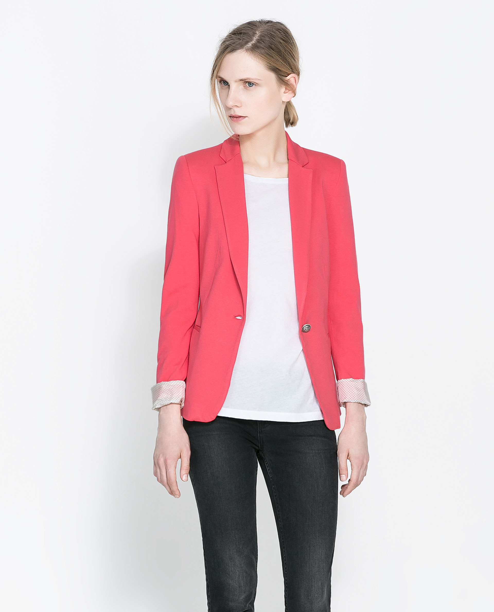 Zara Blazer with Rollup Cuffs in Pink Lyst