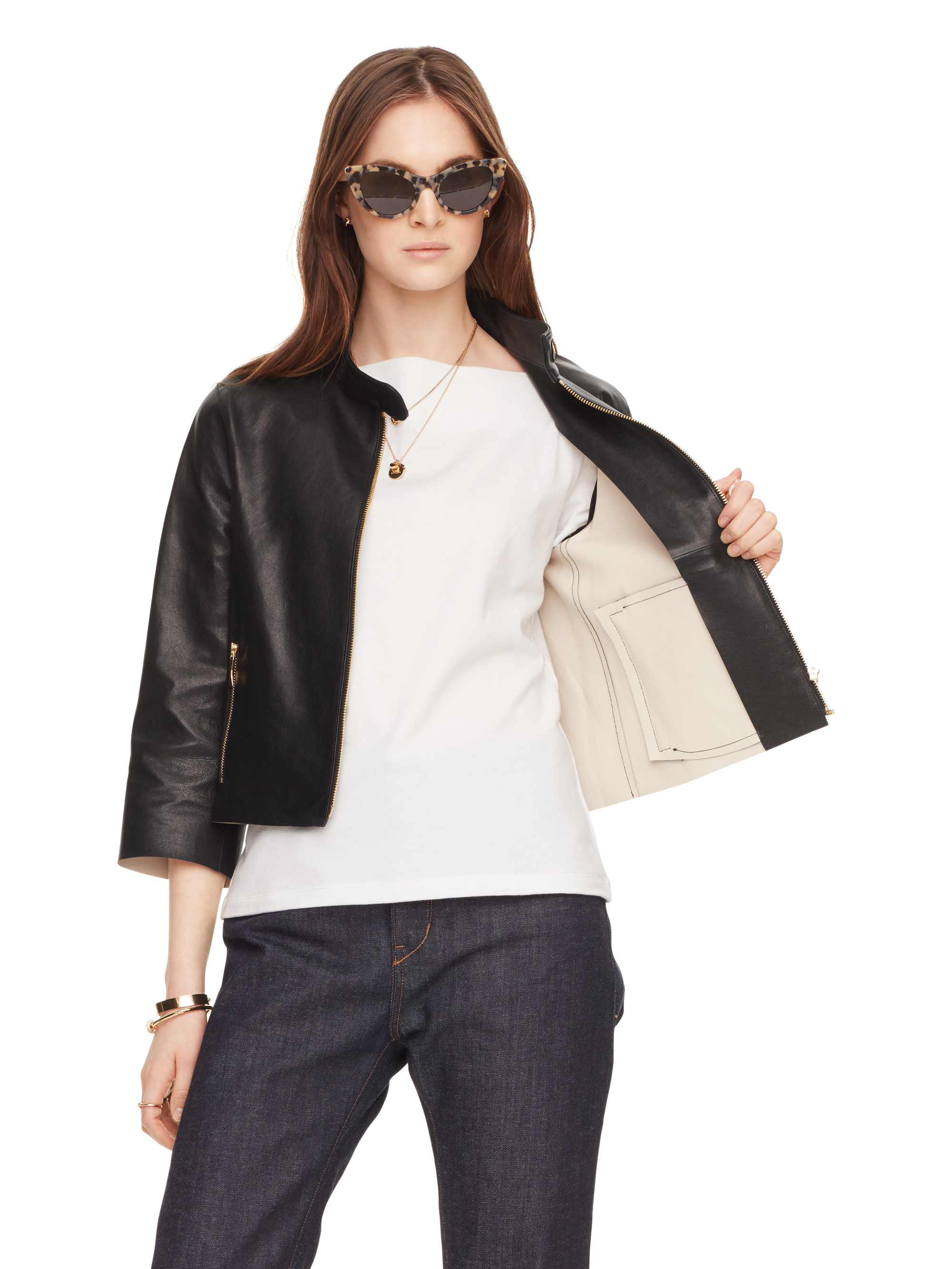 Kate Spade Salma Leather Jacket In Black Lyst Gallery