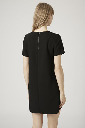 black crepe shift dress