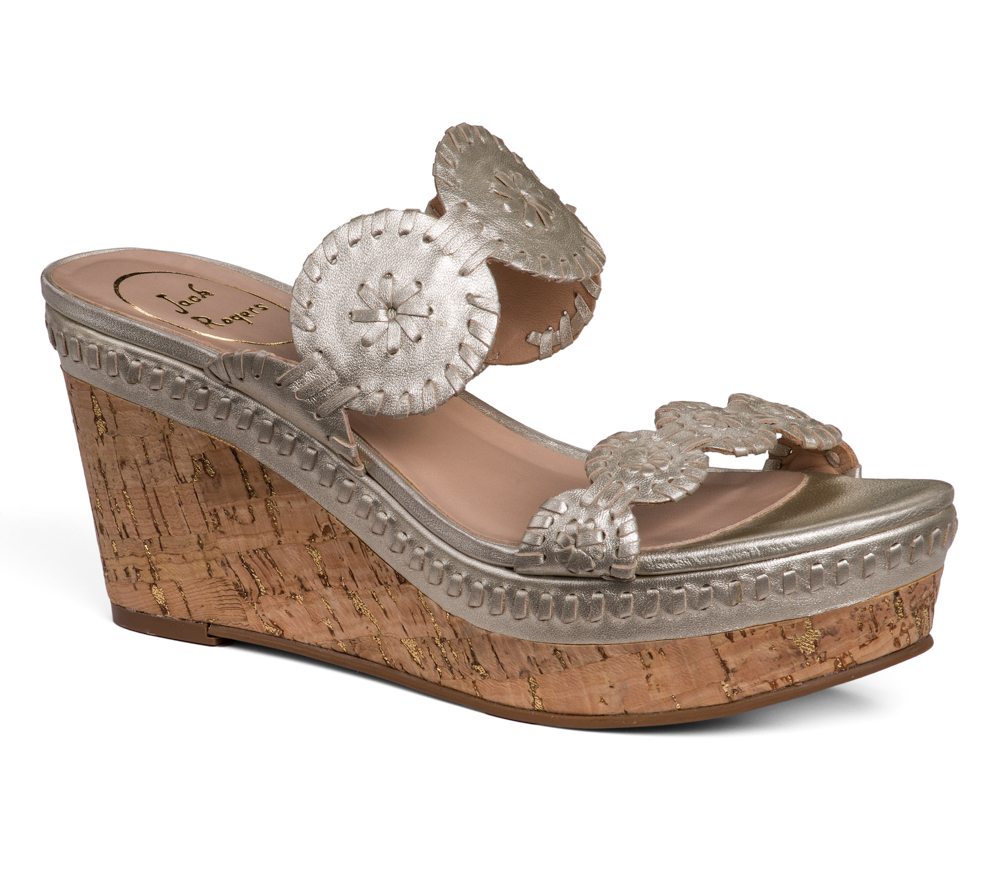 Jack rogers Leigh Wedge in Silver (Platinum) | Lyst