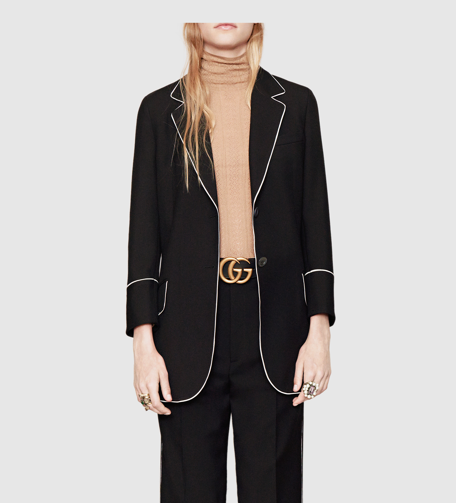 Gucci Wool Jacket With Piping Detail in Black Lyst