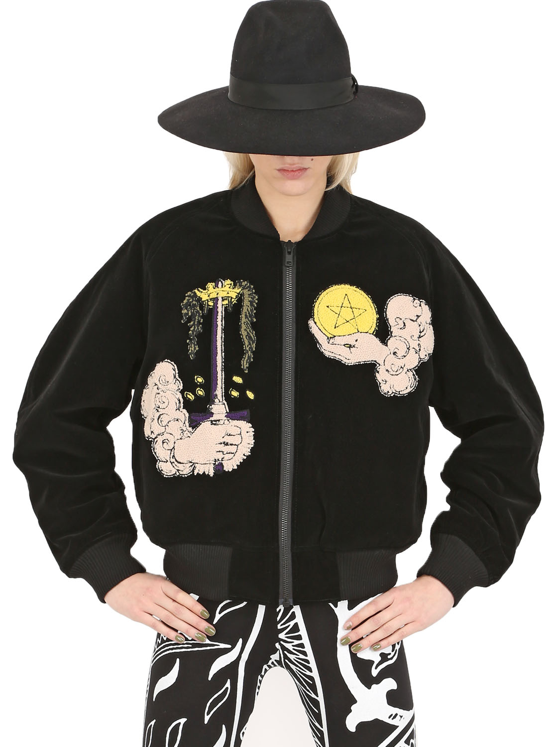 KTZ Velvet Bomber Jacket with Patches in Black - Lyst