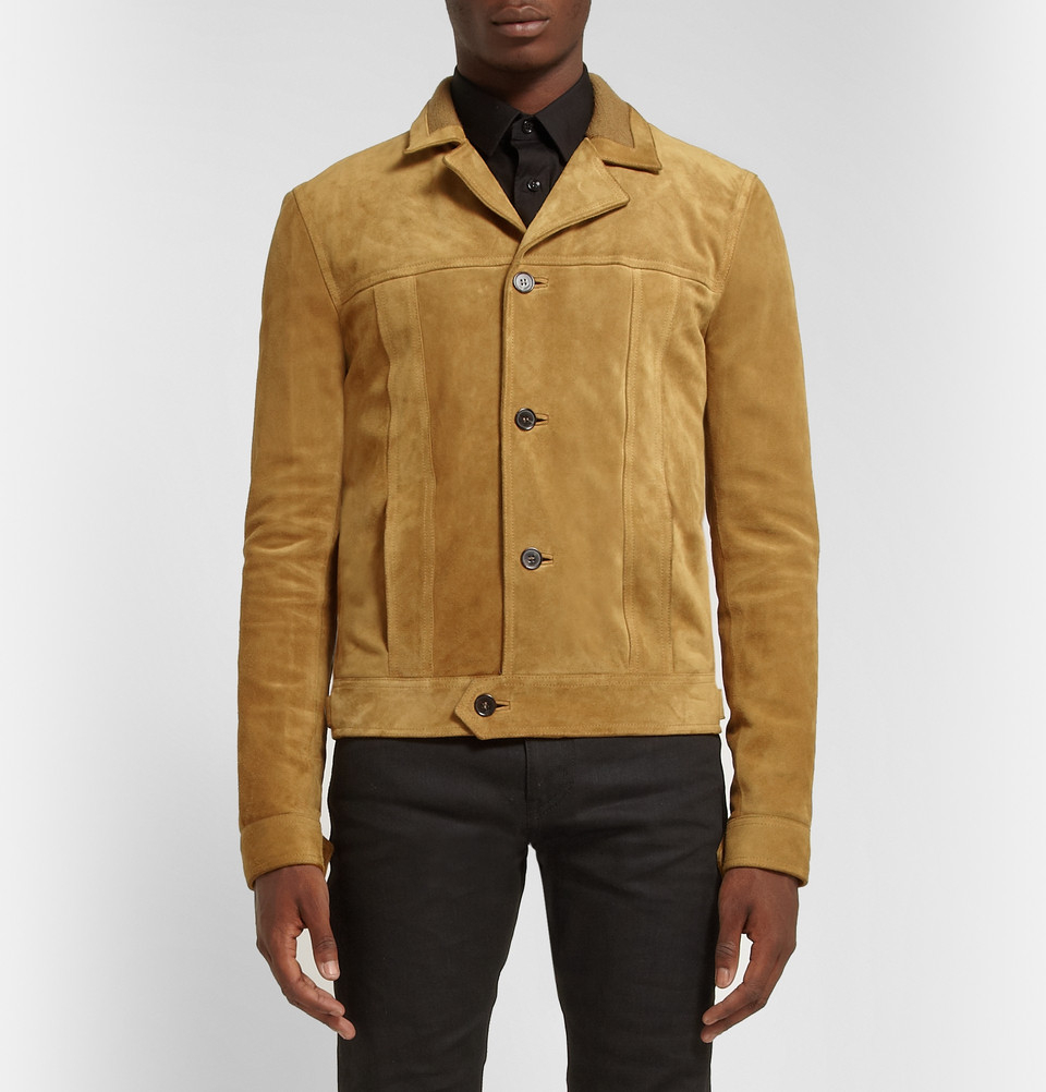 saint laurent suede denim jacket