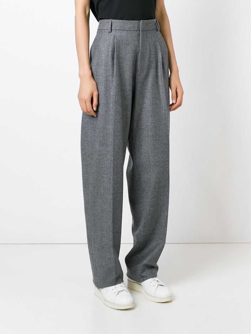 JOSEPH Wool High Waist Pleated Trousers