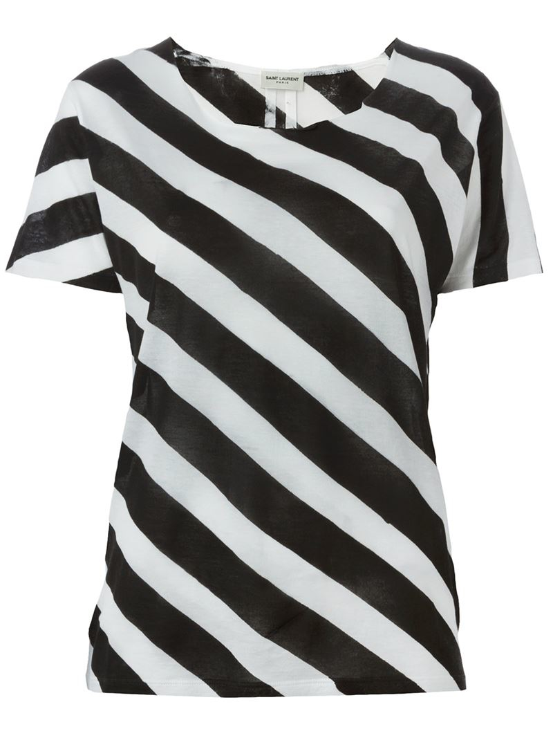 Lyst - Saint Laurent Diagonal Stripe T-shirt in Black