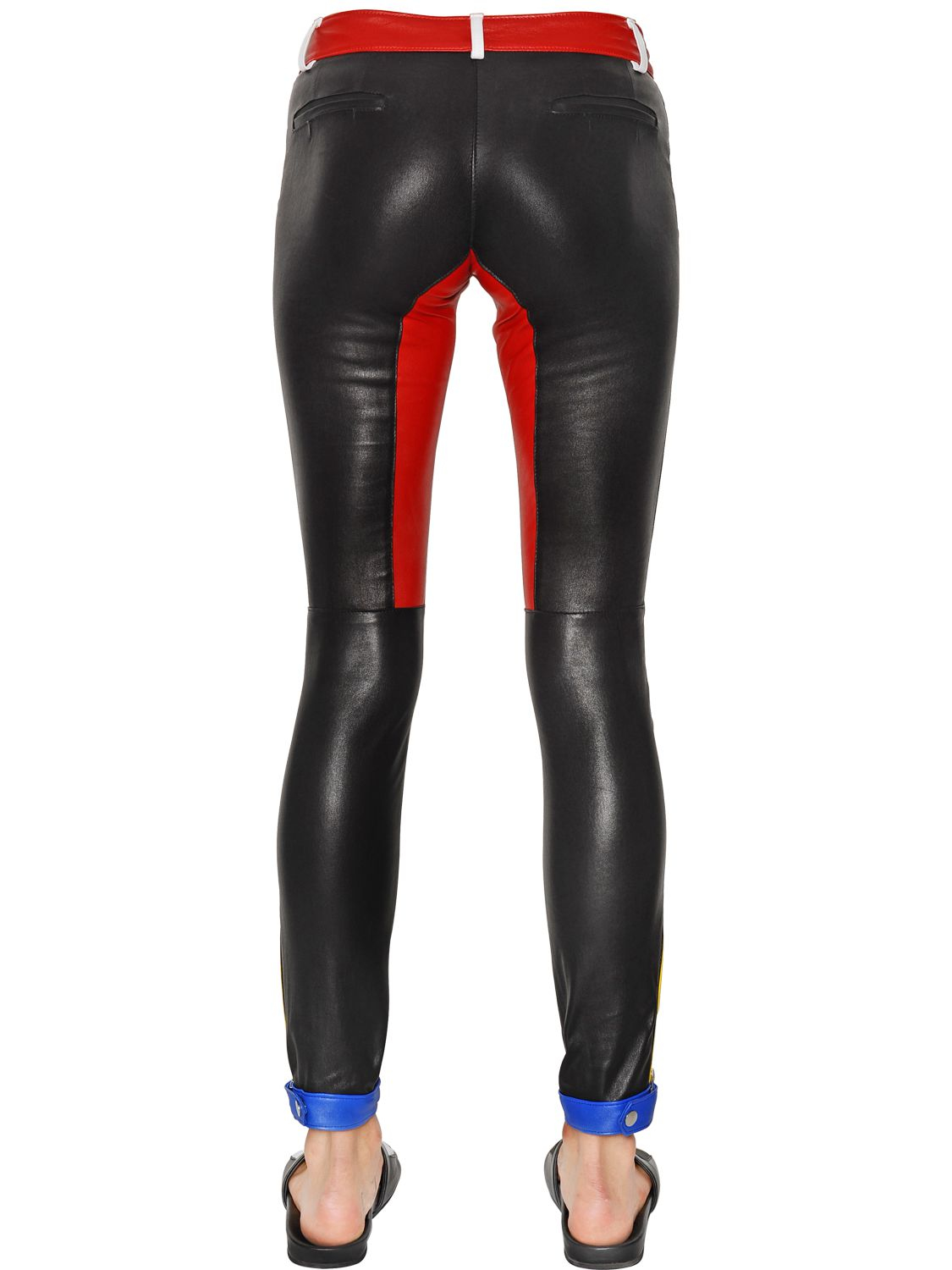 color block leather pants