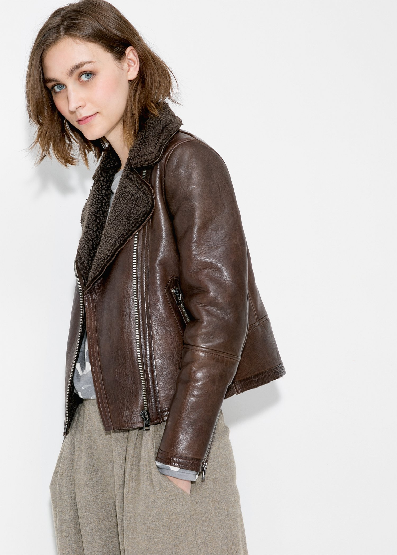 mango tan leather jacket