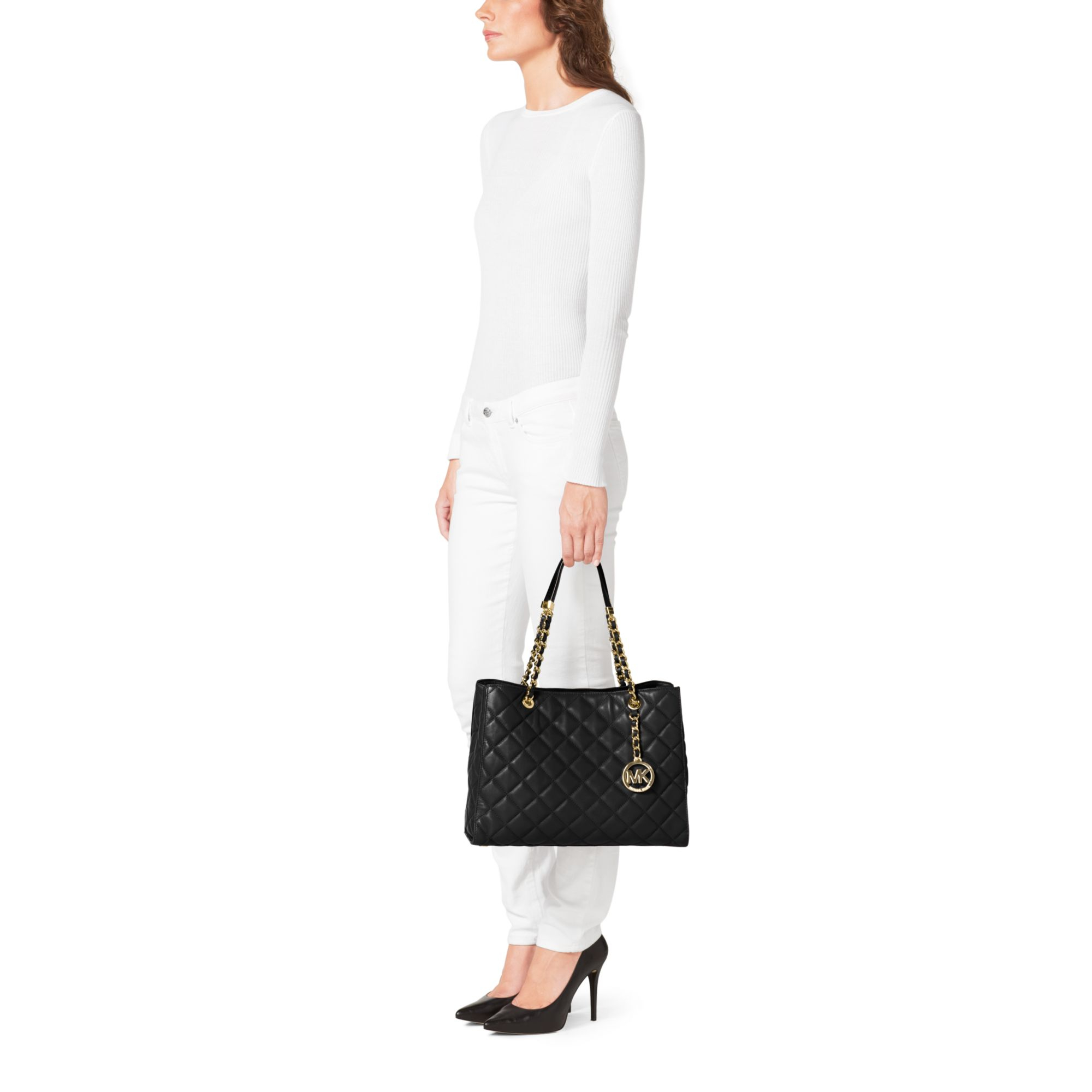Michael Kors Quilted Leather Tote in Black - Lyst