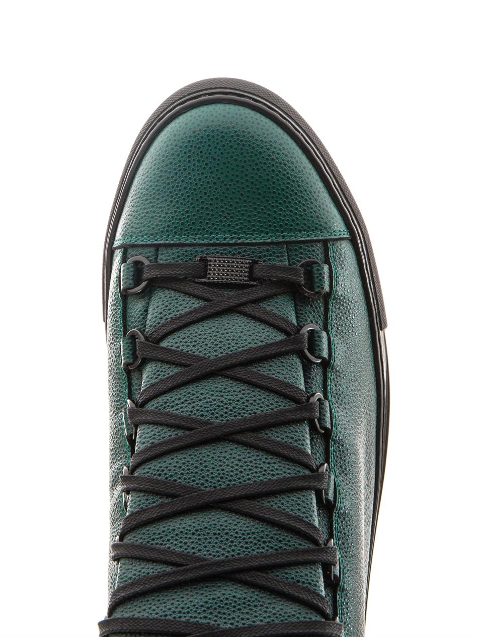 Balenciaga Arena Leather Sneakers in Green for Men | Lyst