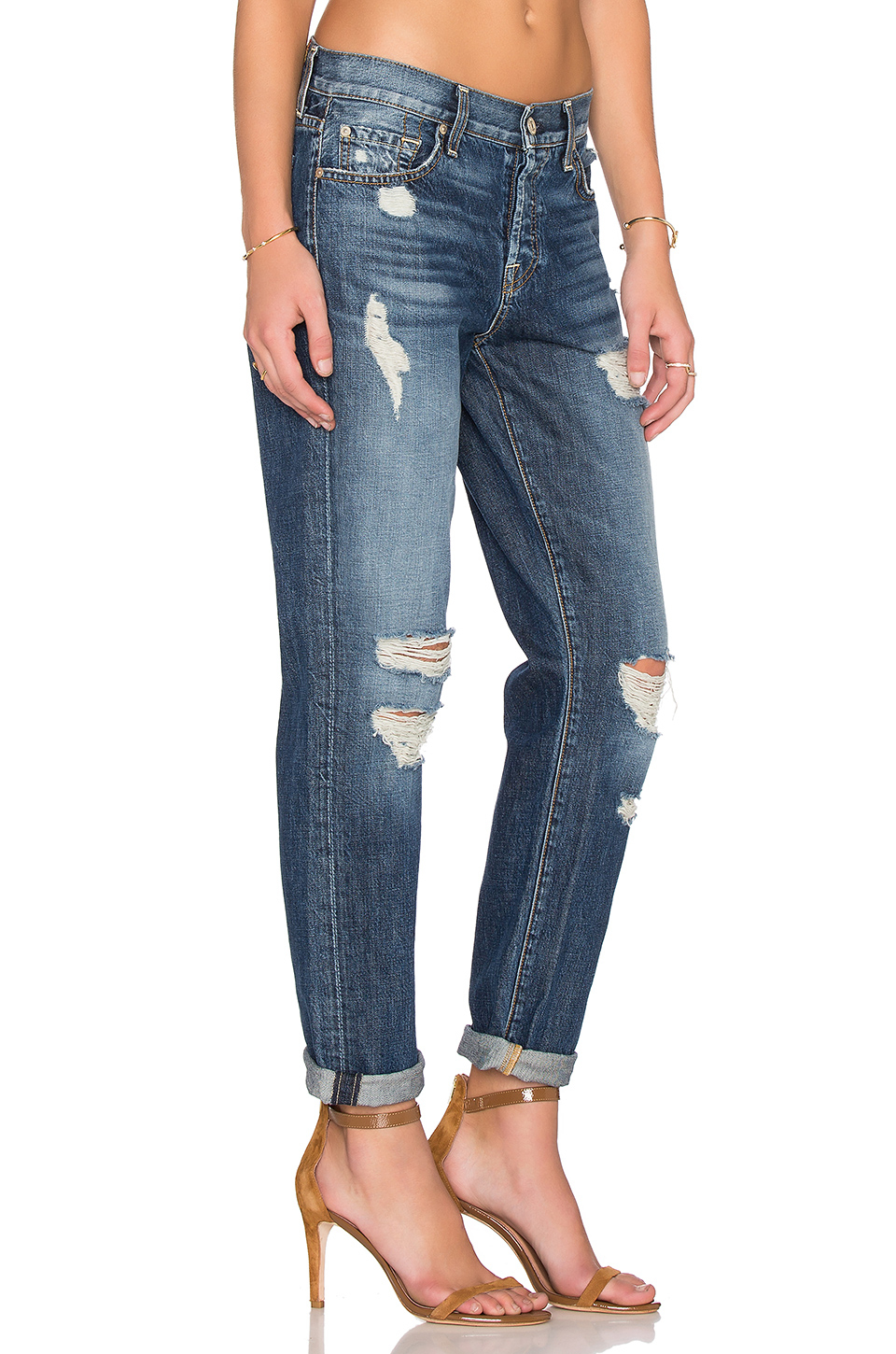 7 For All Mankind Cotton Josefina Distressed in Blue - Lyst