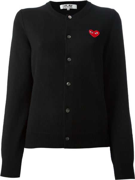 Play Comme Des Garçons Embroidered Heart Cardigan in Black | Lyst