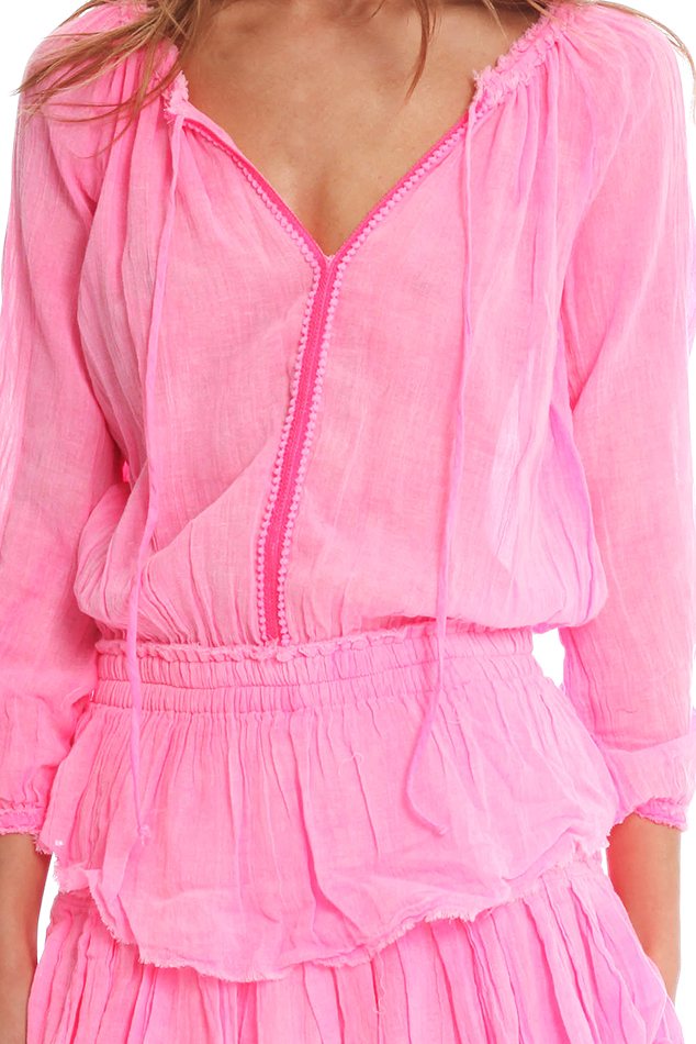 LOVESHACKFANCY Popover Pink Dress - We Select Dresses
