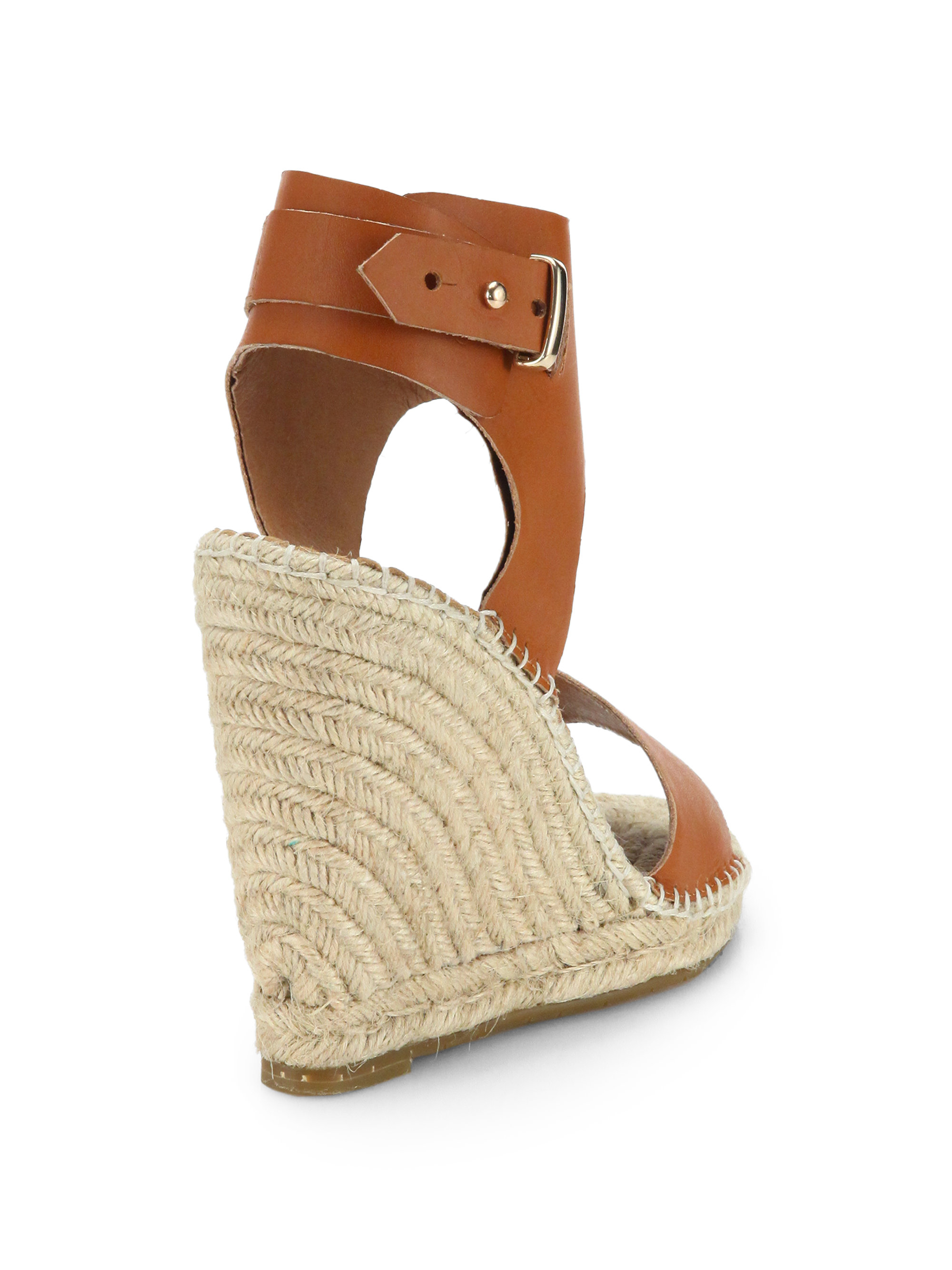 Joie Palo Leather Espadrille Wedge Sandals in Tan (Brown) - Lyst