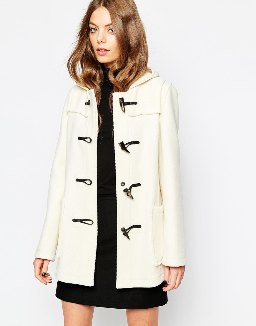 Gloverall Short Duffle Coat In Winter White in Natural | Lyst Canada