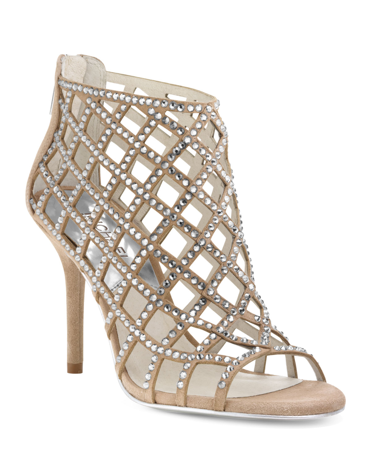 Michael Kors Yvonne Crystallized Cage Bootie in Khaki 