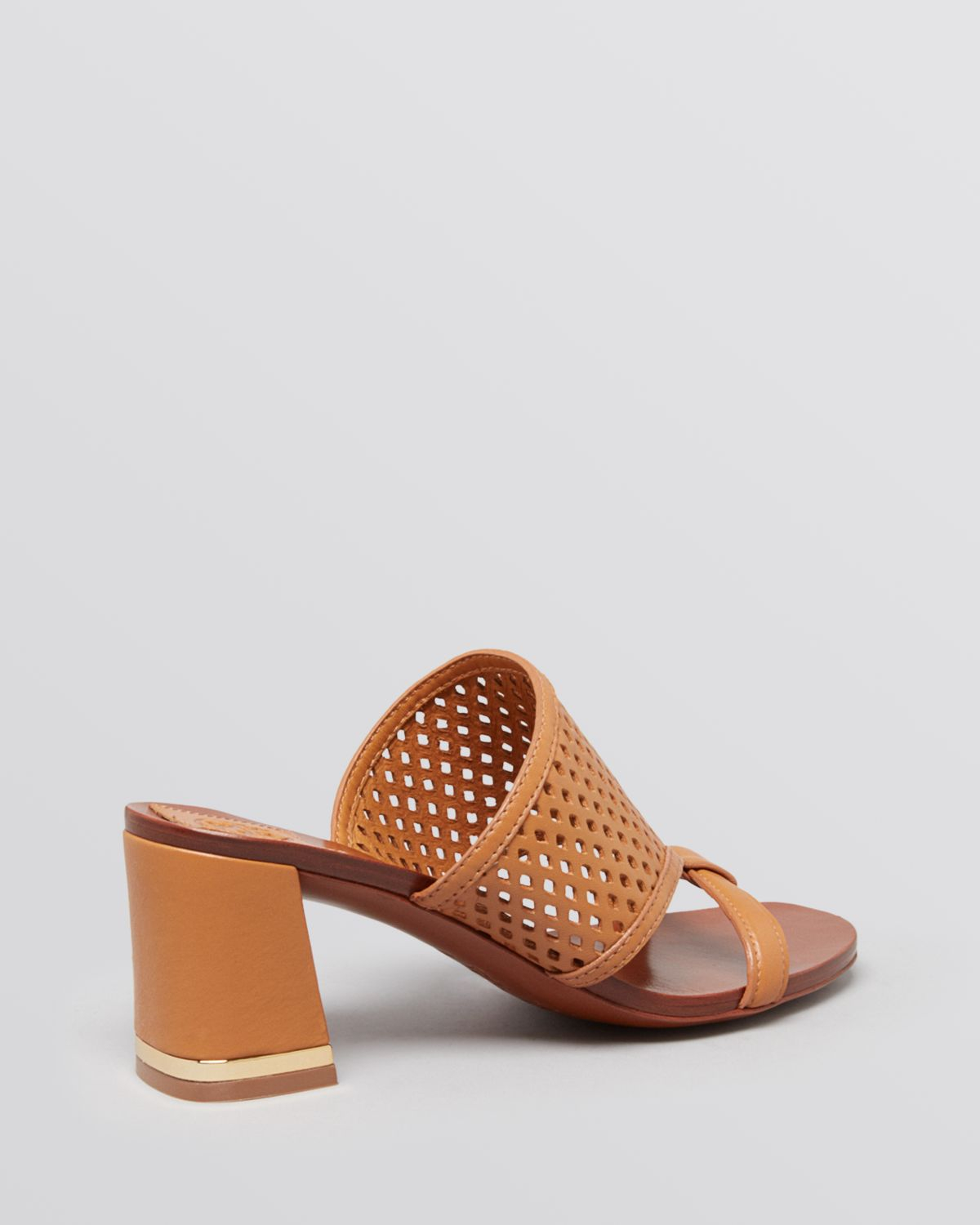 Lyst - Tory Burch Slide Sandals Doris Block Heel in Brown