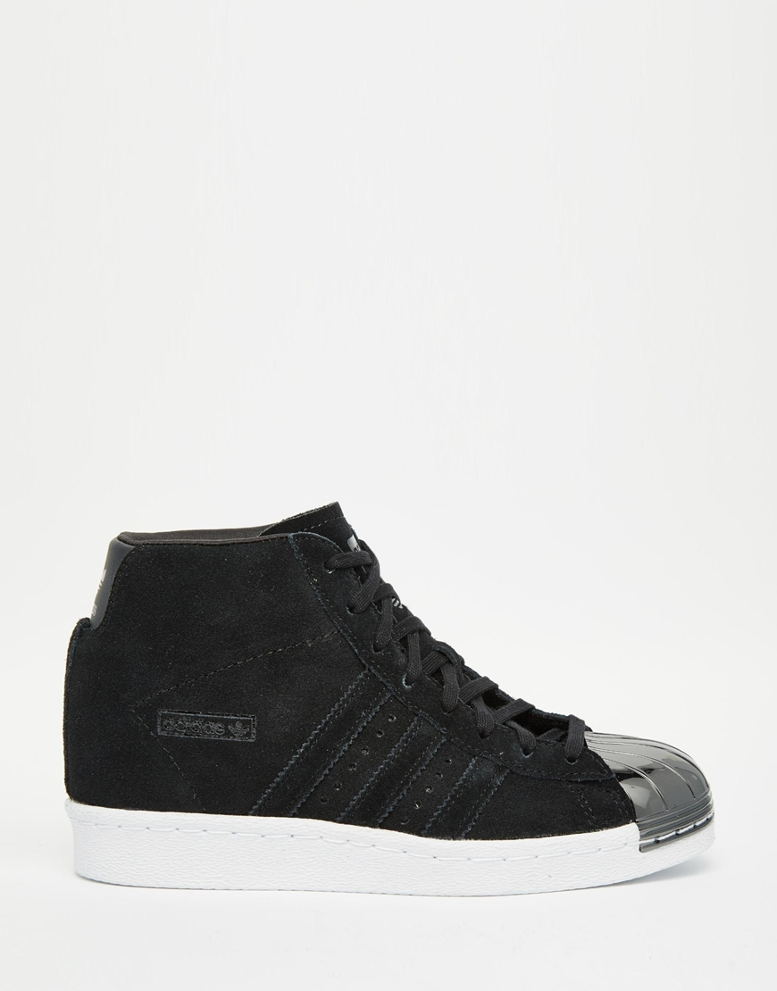 Bær perle Fem adidas Originals Originals Black Suede Superstar Up Metal Toe Cap Trainers  in Metallic | Lyst