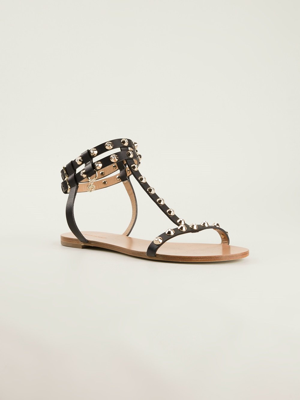 Dsquared² Studded Flat Sandals in Black | Lyst