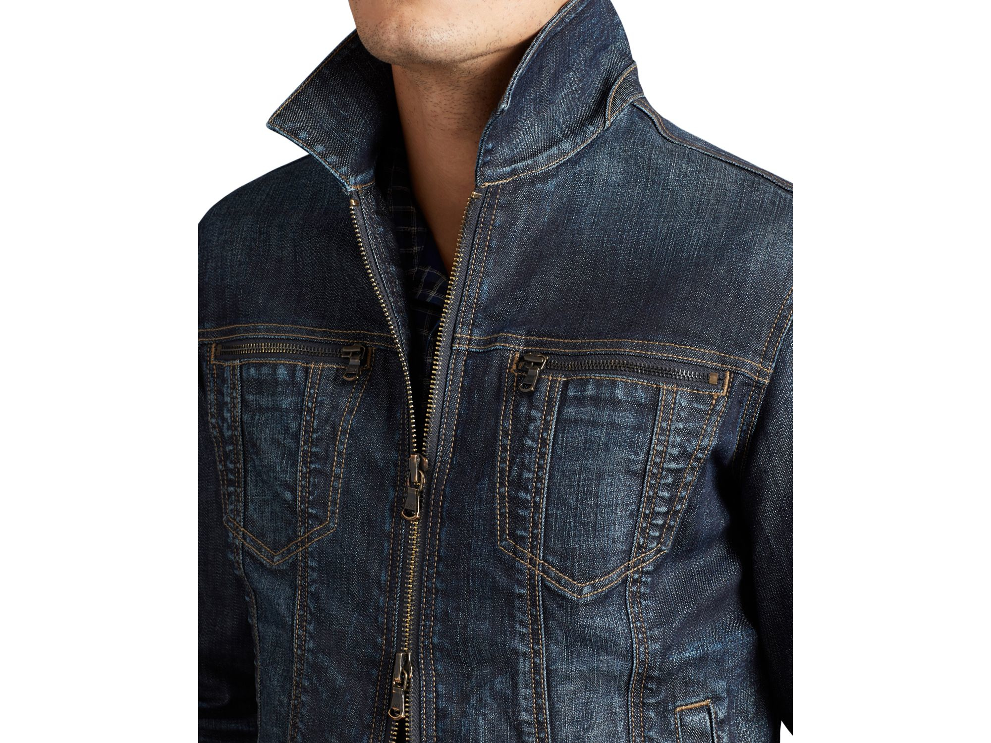 John Varvatos Zip Denim Jacket in Blue for Men Lyst