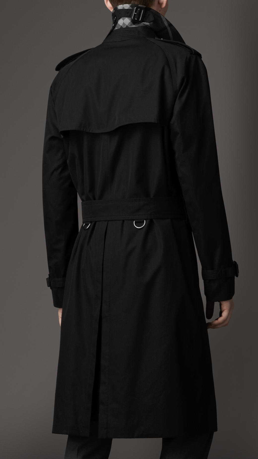 Burberry Long Cotton Gabardine Trench Coat in Black for Men - Lyst