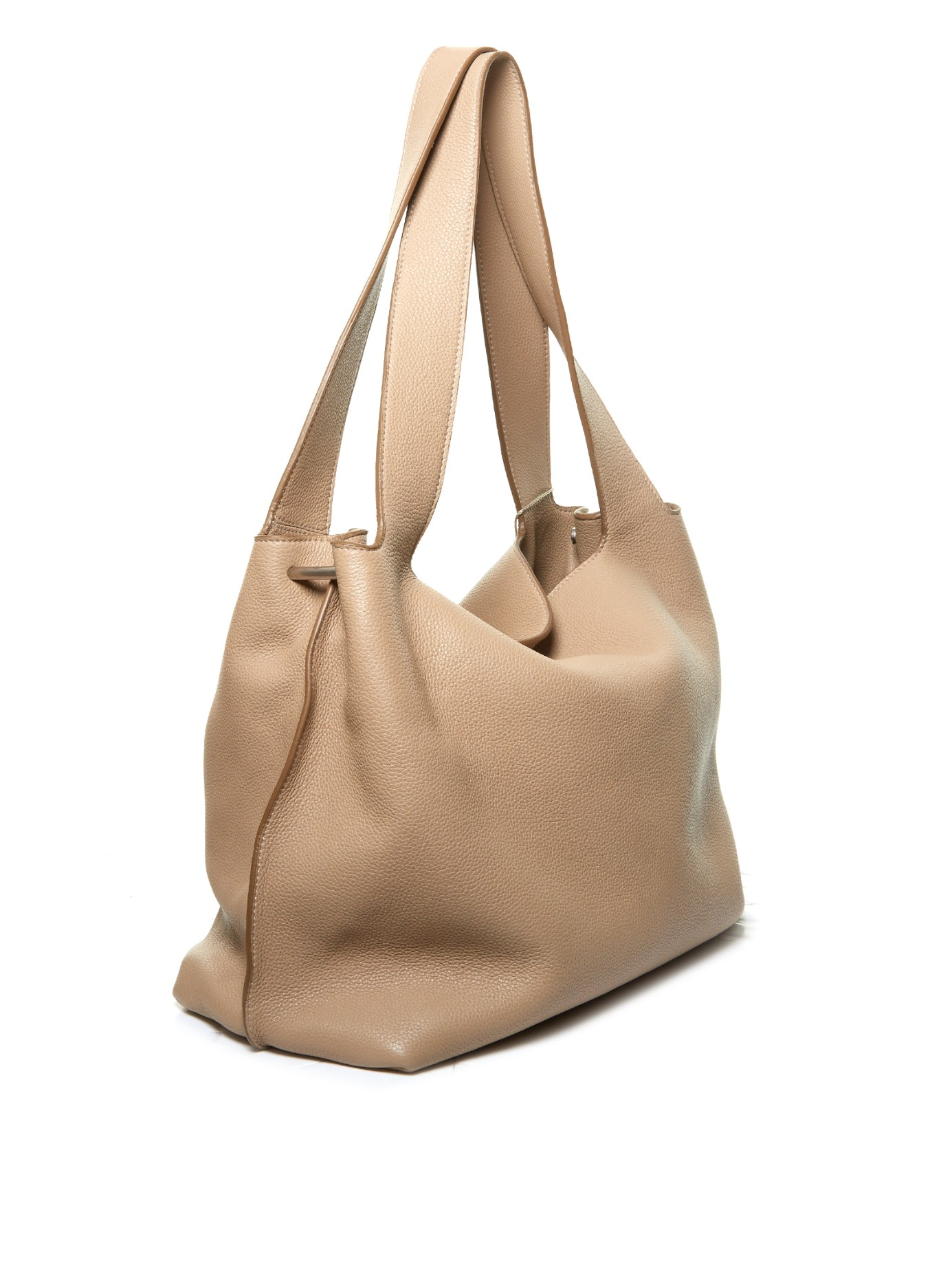 The Row Duplex GrainedLeather Shoulder Bag in Mid Beige (Natural) Lyst