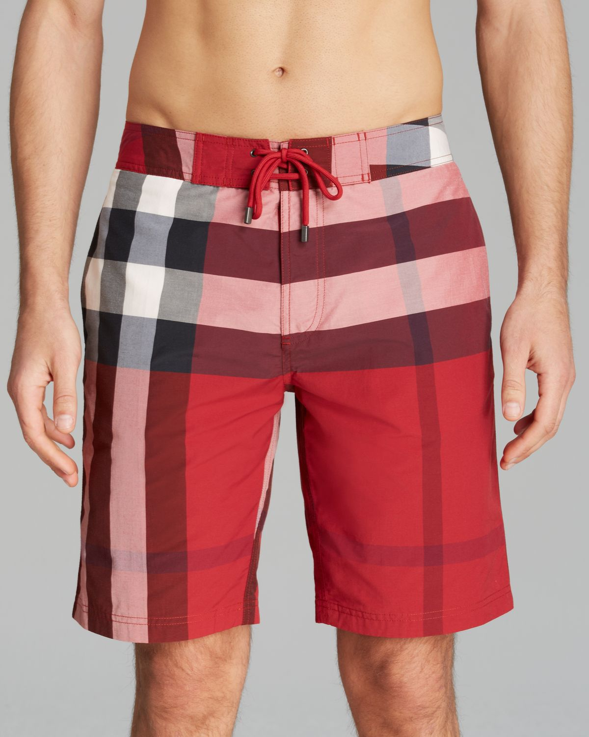 Burberry Brit Laguna Check Swim Trunks in Military Red (Red) for Men Lyst
