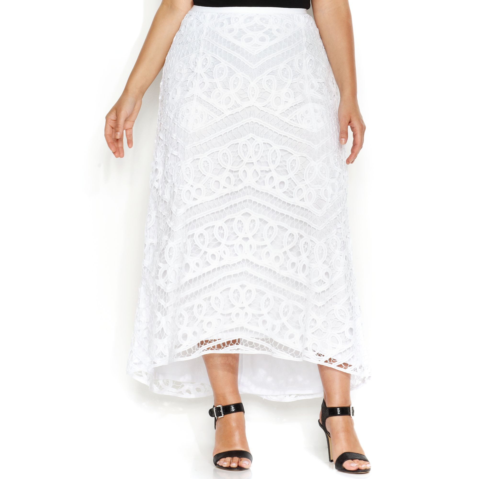 Inc International Concepts Plus Size Lace Highlow Maxi Skirt in White ...