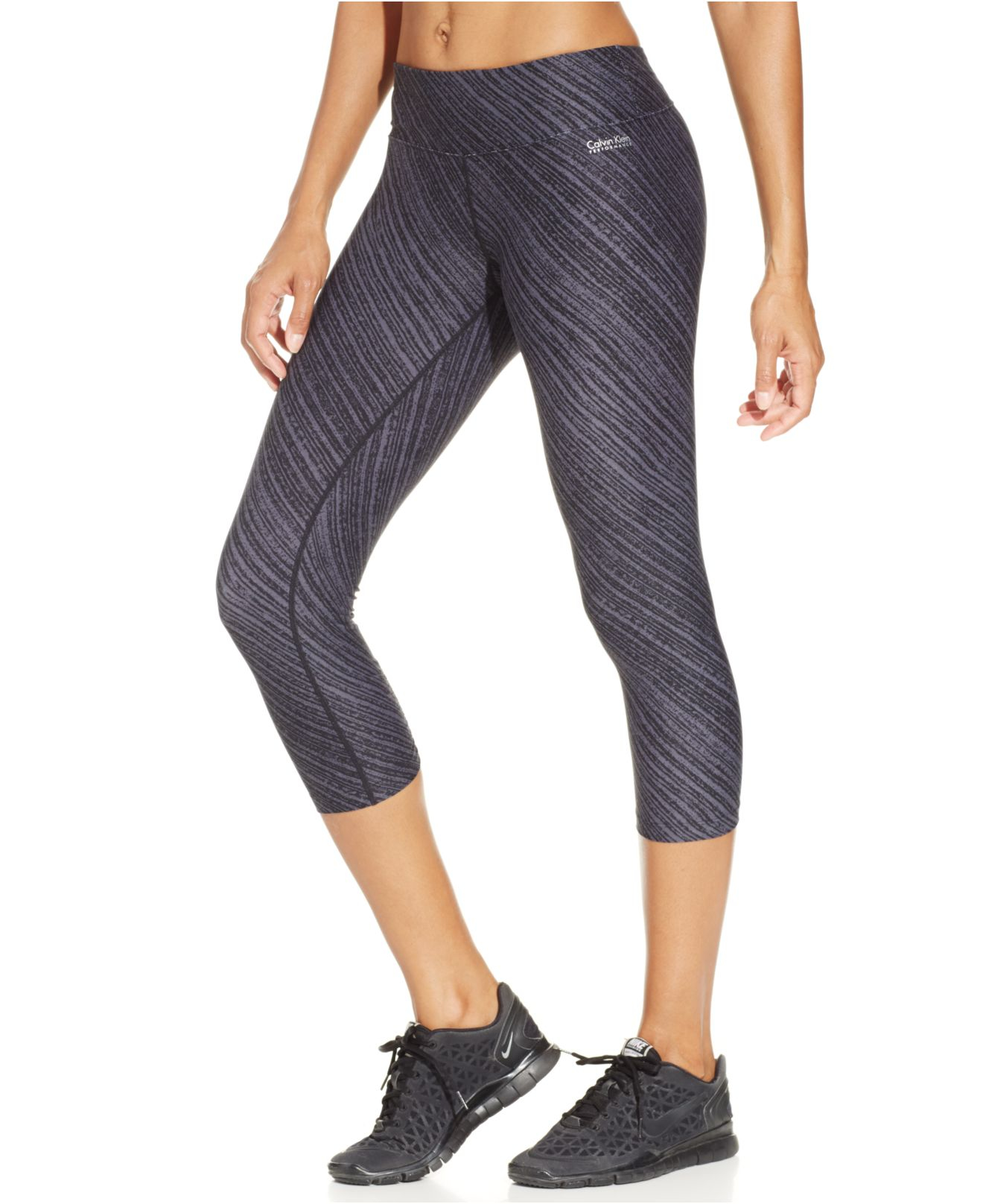 Calvin Klein Performance Printed Cropped Leggings in Black Combo (Black) - Lyst