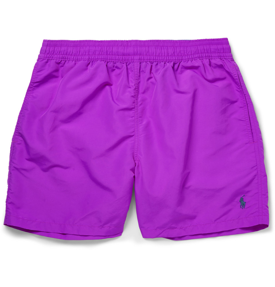 purple swim shorts