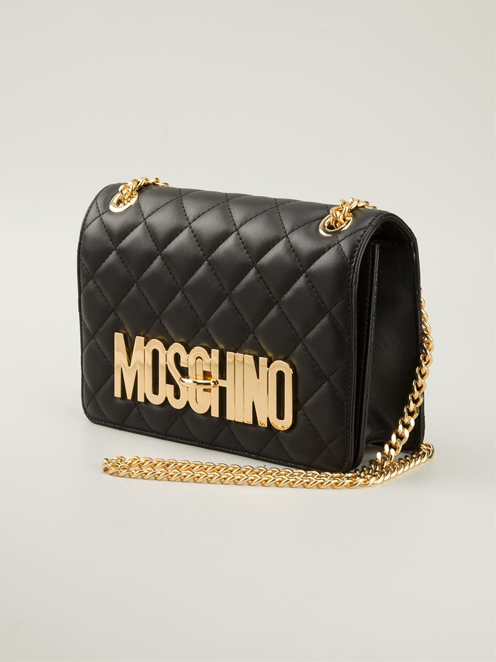 Moschino Quilted Shoulder Bag in Black 
