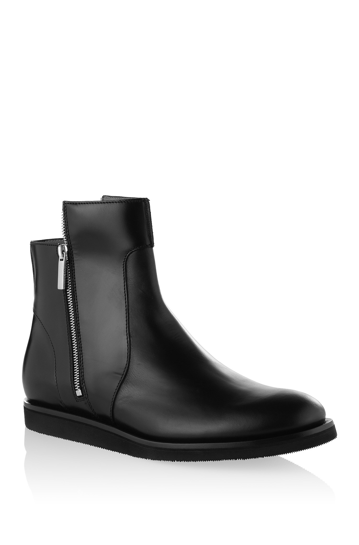 Lyst - Hugo 'spelto' | Leather Zipper Chelsea Boot in Black for Men