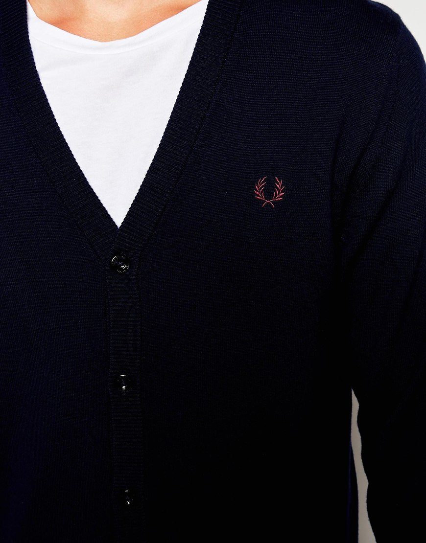 Fred perry Cardigan In Merino Wool Navy in Blue for Men | Lyst