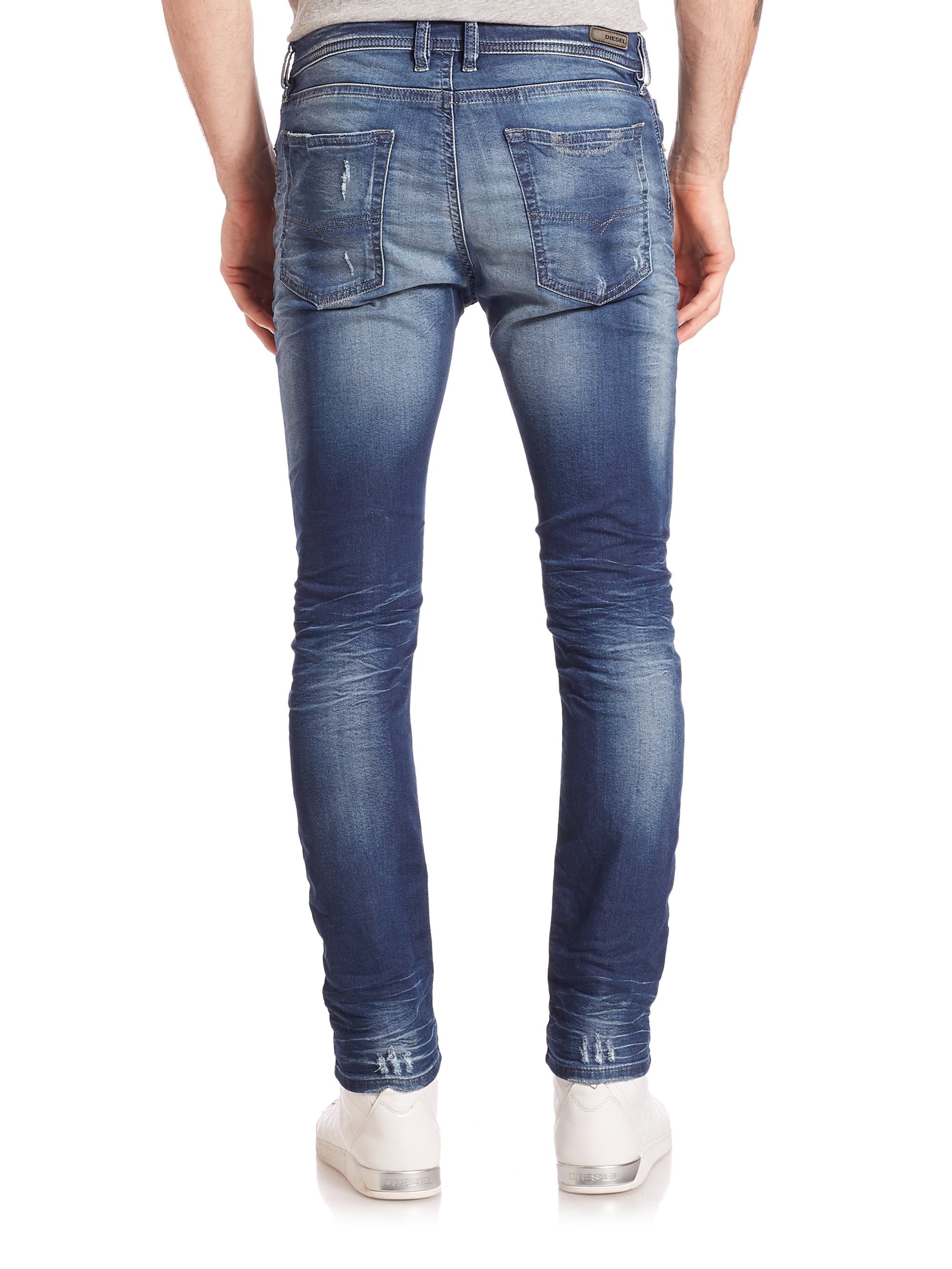 DIESEL Spender Distressed Skinny Jeans in Blue for Men - Lyst