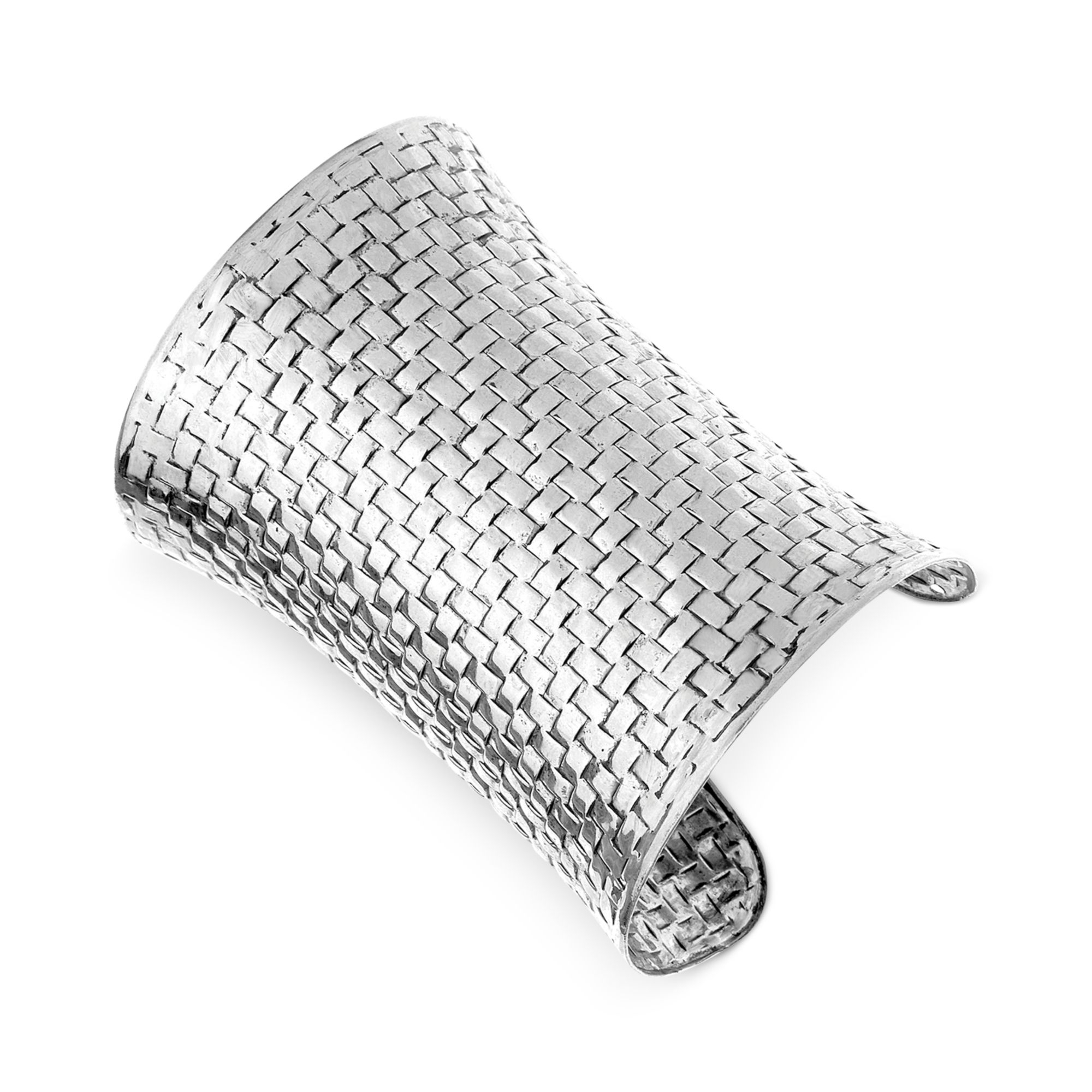 Guess Basket Weave Cuff Bracelet in Silver (Metallic) Lyst