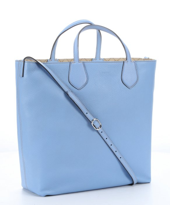 Gucci Light Blue Leather And Gg Canvas Reversible Tote Bag in Blue | Lyst