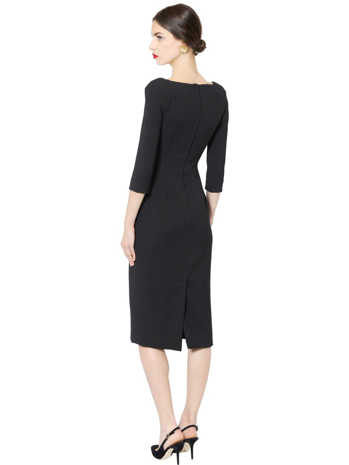 Dolce & Gabbana Stretch Double Wool Crepe Dress in Black - Lyst