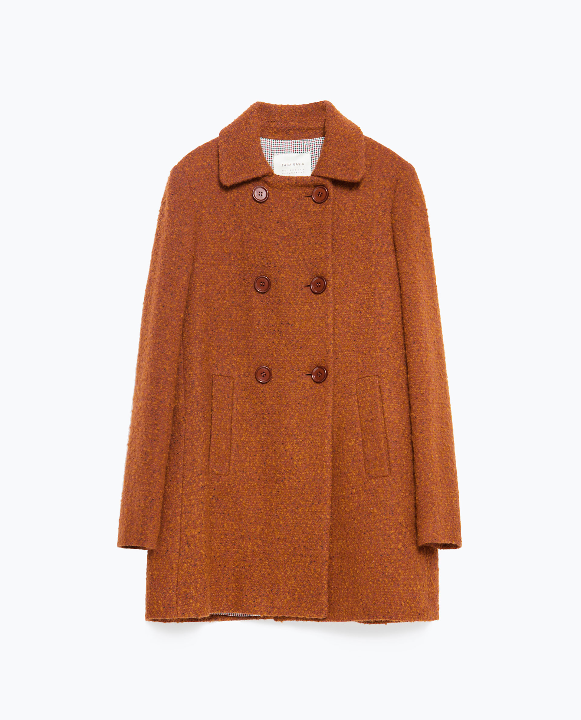 Zara Bouclé Coat in Brown (Russet) | Lyst