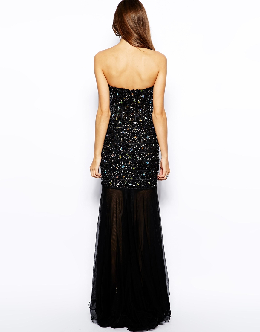 Lyst - Forever Unique Sparkle Embellished Maxi Dress in Black